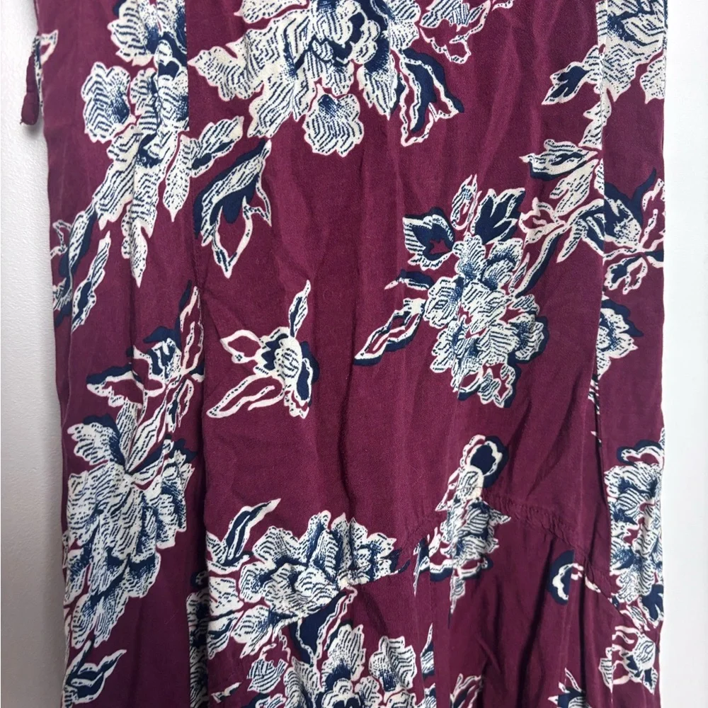 Abercrombie & Fitch Maroon White Floral Maxi Dress Spaghetti Strap